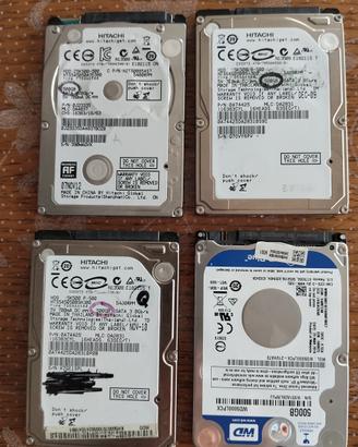 Lotto  4 HDD 500GB SATA 2,5" testati e formattati
