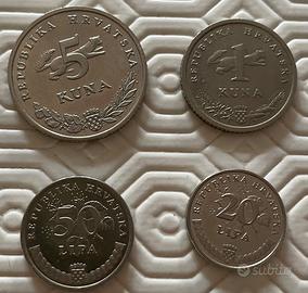 Lotto di quattro monete croate pre euro