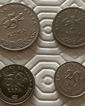 Lotto di quattro monete croate pre euro
