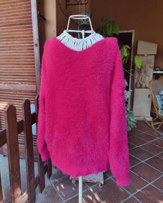 maglione fucsia morbido peloso