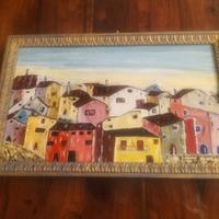 borgo ligure tempera su tela 