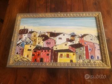 borgo ligure tempera su tela 