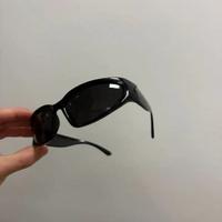 New Y2K Black Slim Sunglasses Futuristic Wraparoun