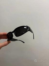 New Y2K Black Slim Sunglasses Futuristic Wraparoun