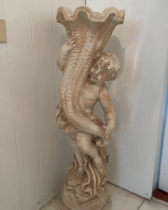 Statua porta vaso in gesso  con  Angelo