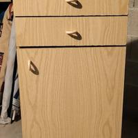 Mobiletto Multiuso Legno Chiaro-3 cassetti+ anta