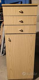 Mobiletto Multiuso Legno Chiaro-3 cassetti+ anta