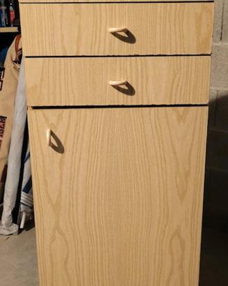 Mobiletto Multiuso Legno Chiaro-3 cassetti+ anta