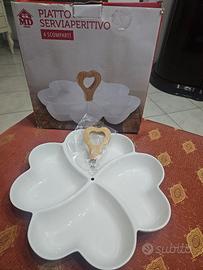 Piatto serviaperitivo in porcellana a cuore
