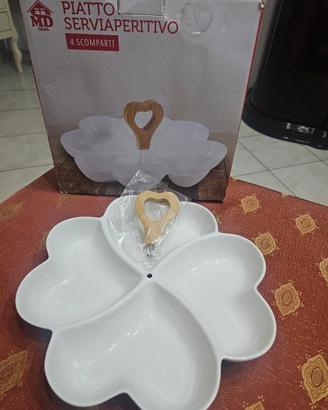 Piatto serviaperitivo in porcellana a cuore
