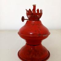 Lampada antica ad olio Rosso Porpora con stoppino