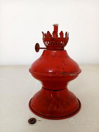 Lampada antica ad olio Rosso Porpora con stoppino