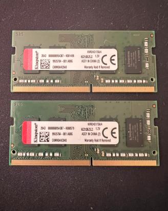 Coppia ram Kingston 8gb (2x4gb) sodimm  DDR4 2400