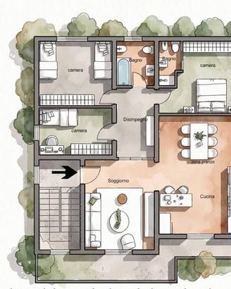 Appartamento di 242 m² con 4 locali e box auto a V