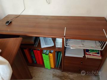 scrivania più portadocumenti in legno