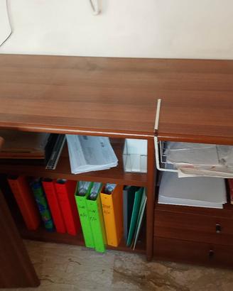 scrivania più portadocumenti in legno