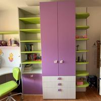 Armadio con libreria e scrivania per cameretta