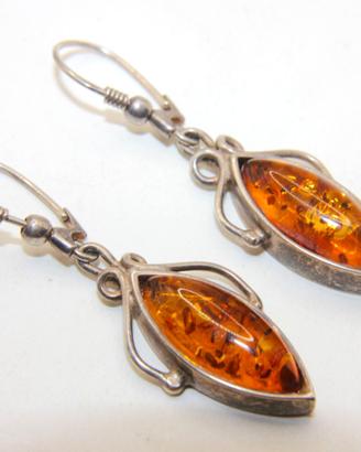 Spettacolari orecchini Vintage argento ambra Balti
