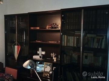 Libreria componibile legno scuro + scrivania