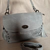 Borsa donna grigia in vera pelle