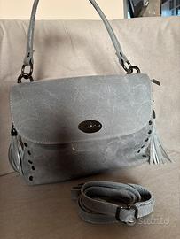 Borsa donna grigia in vera pelle