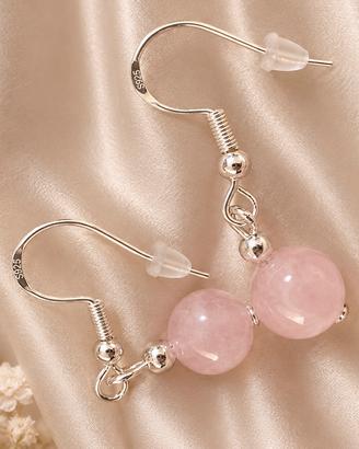 Orecchini monachella in argento 925 e quarzo rosa
