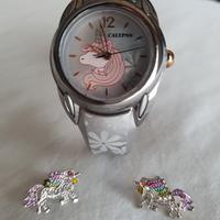 Set Orologio con Orecchini Unicorno 