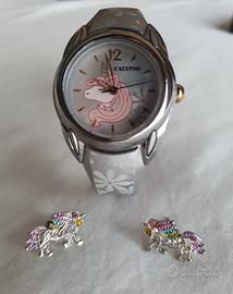 Set Orologio con Orecchini Unicorno 