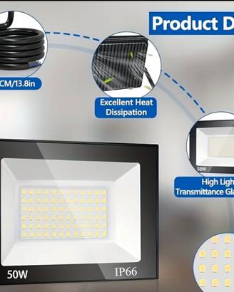 Faro faretto led da esterno ip66 30watt