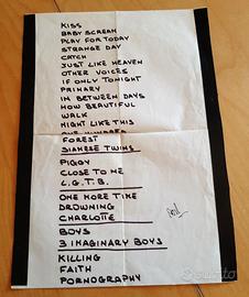 Setlist originale Concerto The Cure FI 1987