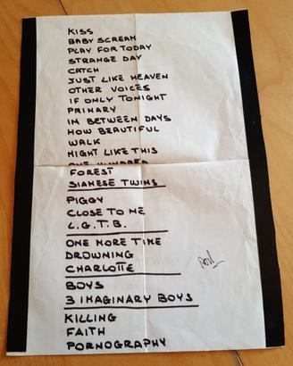 Setlist originale Concerto The Cure FI 1987