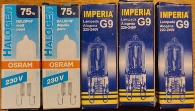 5 lampadine alogene Osram e Imperia 75W attacco G9