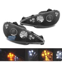 FARI PER PEUGEOT 206 02- LUCE DIURNA A LED NERO