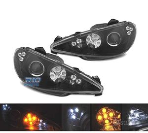 FARI PER PEUGEOT 206 02- LUCE DIURNA A LED NERO