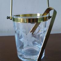 Porta Ghiaccio Vintage '80, vetro e ottone, Pinza