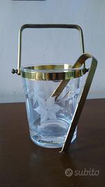 Porta Ghiaccio Vintage '80, vetro e ottone, Pinza