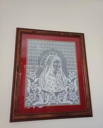 quadto con madonna uncinetto  