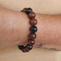 braccialetto perle ossidiana mogano 