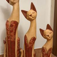 Tre Gatti Decorativi in Legno