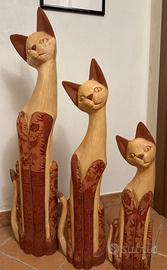 Tre Gatti Decorativi in Legno