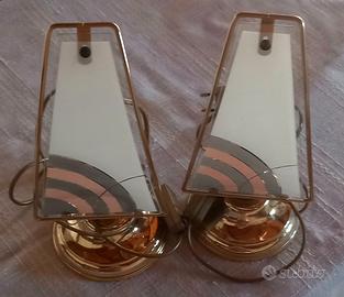 Coppia Abat-jour Vintage anni 70/80 Vetro e Ottone