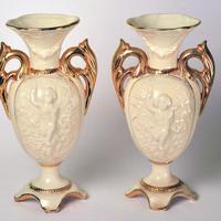 Tre vasi anfora ceramica e oro zecchino anni 60-70