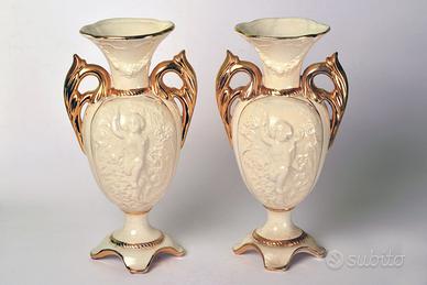 Tre vasi anfora ceramica e oro zecchino anni 60-70