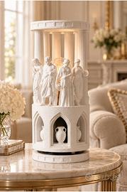 Lampada con colonne e statue classiche