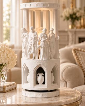 Lampada con colonne e statue classiche
