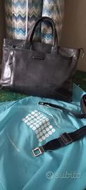 Borsa originale Piquadro pelle blu.+ cinta e sac