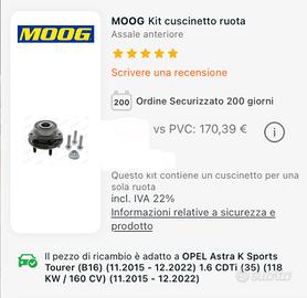 Kit cuscinetto ruota opel astra