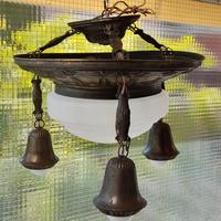 Lampadario liberty 4 luci in ottone anni '20