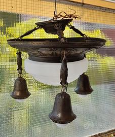 Lampadario liberty 4 luci in ottone anni '20