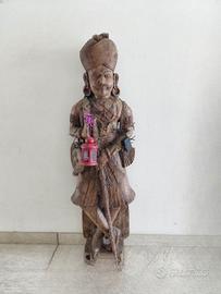 Maestosa Statua Antica in Legno Massiccio - Guerri